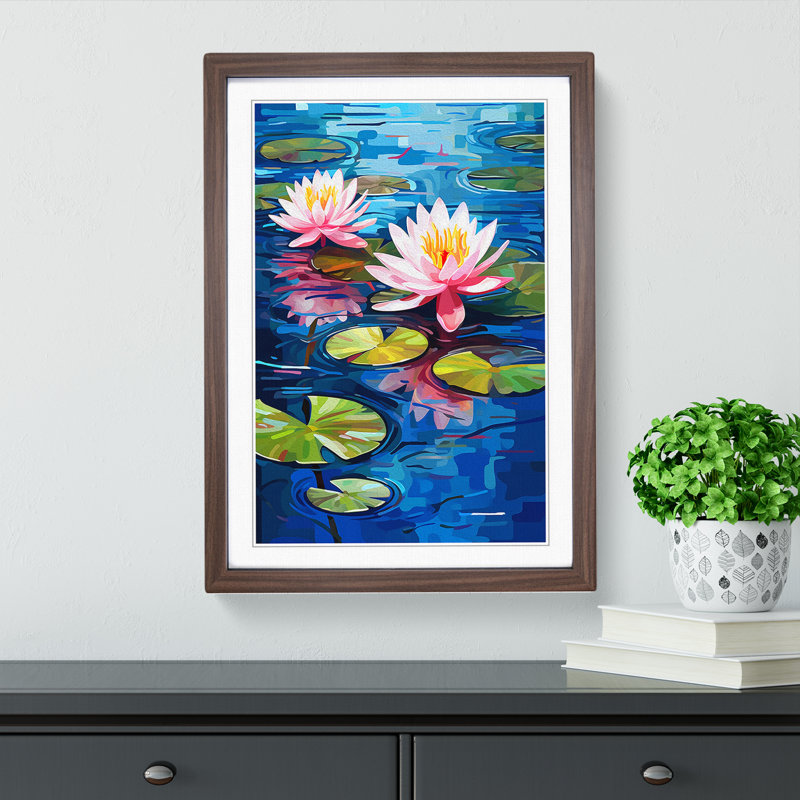 Water Lily Dadaism Art - Framed Print, Walnut Framed, 64cm H x 46cm W