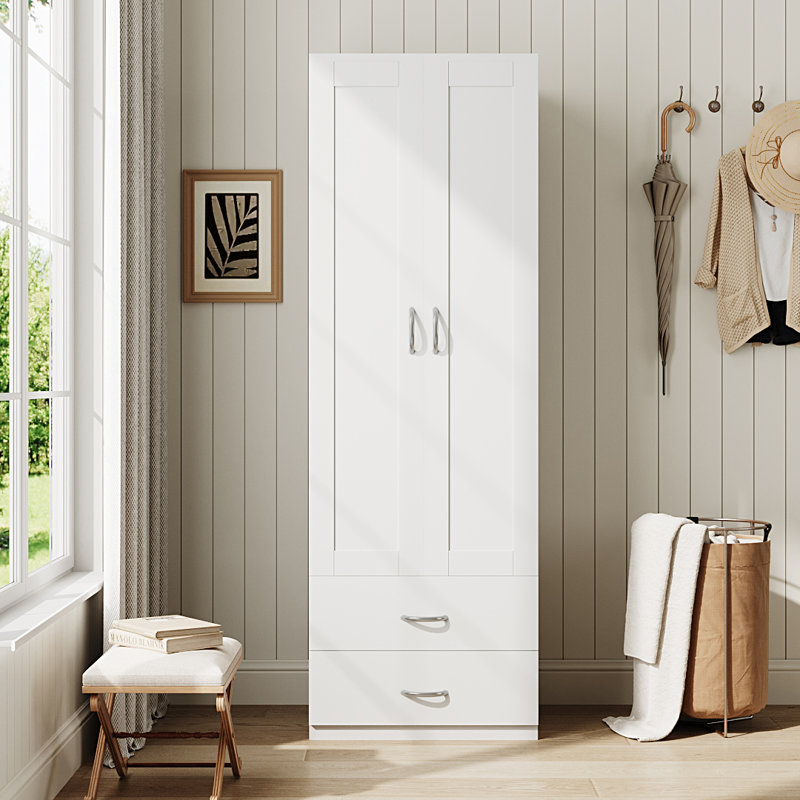 2 Door Engineered Wood Wardrobe, White