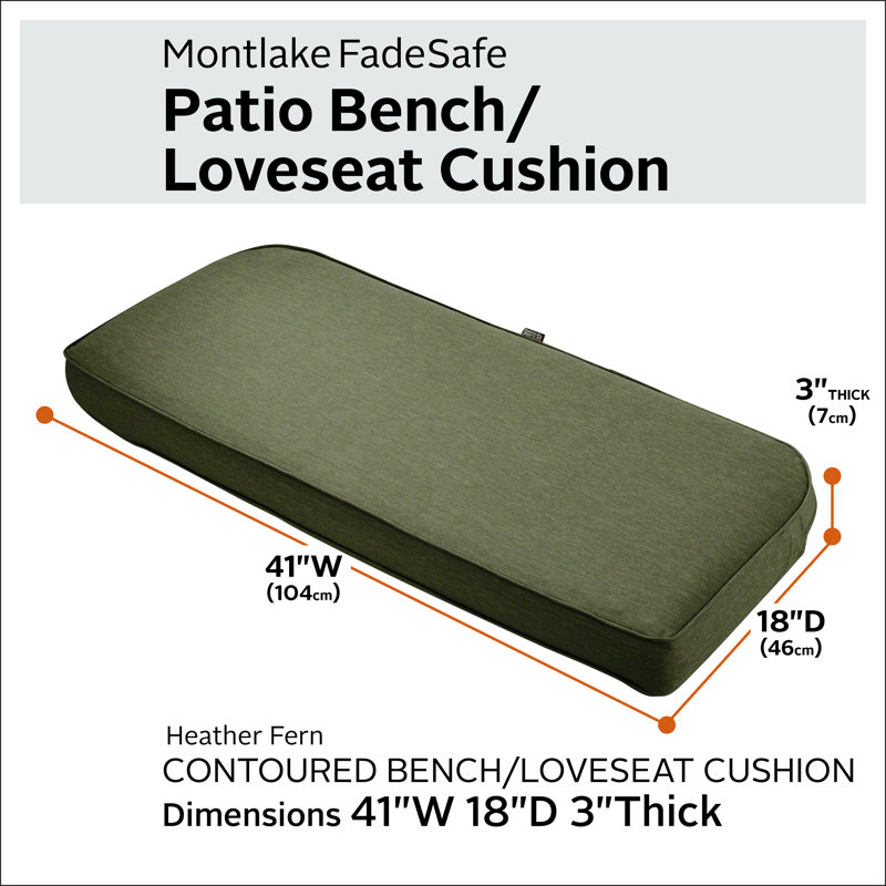 Pina Outdoor 3'' Bench Seat Cushion, Heather Fern Green