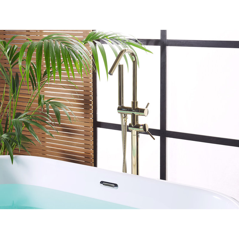 Tanesha 1 Handle Floor Bath Filler with Diverter, Gold
