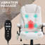 Fauteuil de bureau vibrant 6 points avec massage chauffant, dossier haut inclinable en lin, dossier inclinable, accoudoirs rembourrés et télécommande, blanc crème-1731077483