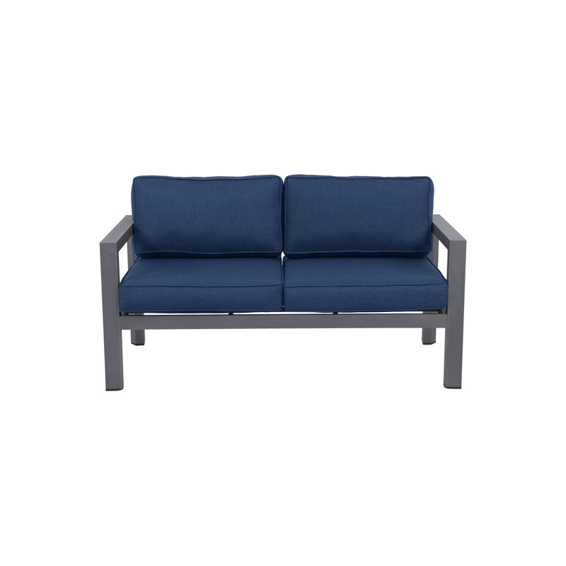 Causeuse de patio avec coussins Abygayle, Bleu marine