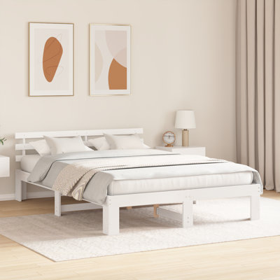 Bed Frame with Headboard Solid Pine Wood