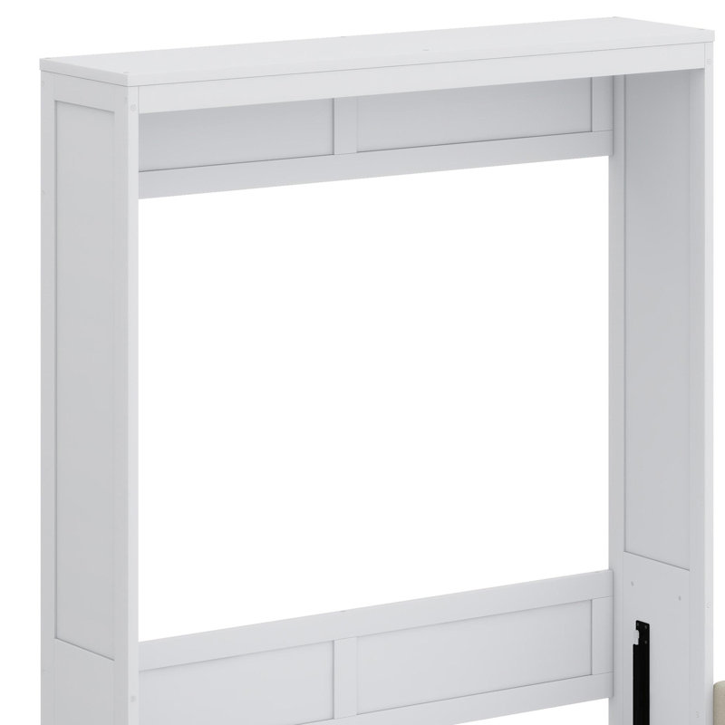 Lit escamotable mural Murphy avec coussin, Lit double, Blanc