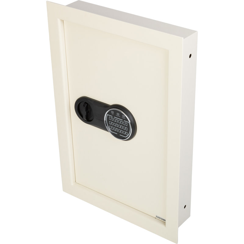 Cream Steel Small In-Wall Safe with Digital Keypad
