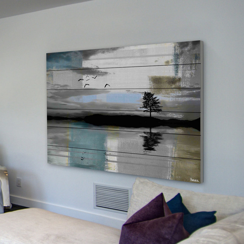 «Juneau Tree Reflection» par Parvez Taj, reproduction sur bois, H 24 po x l 36 po x P 1,5 po
