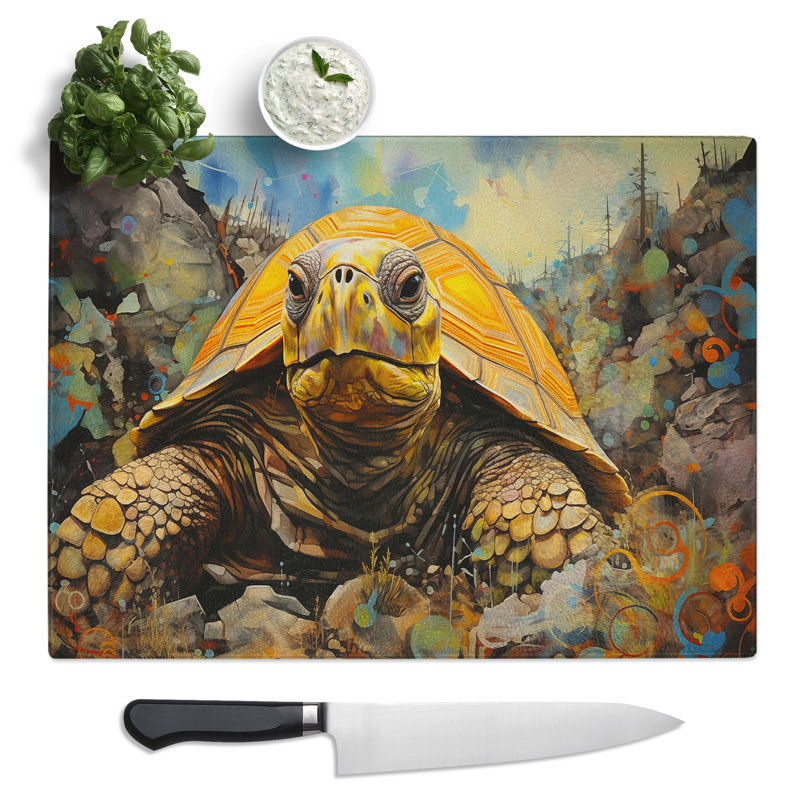 Tortoise Expressionism  Glass Chopping Board