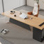 Bureau de direction rectangulaire brun en bois massif et acrylique-1445330028-1445330017