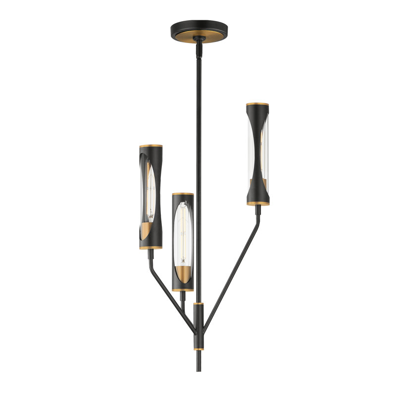 Regent-Multi-Light Pendant, Black/Antique Brass