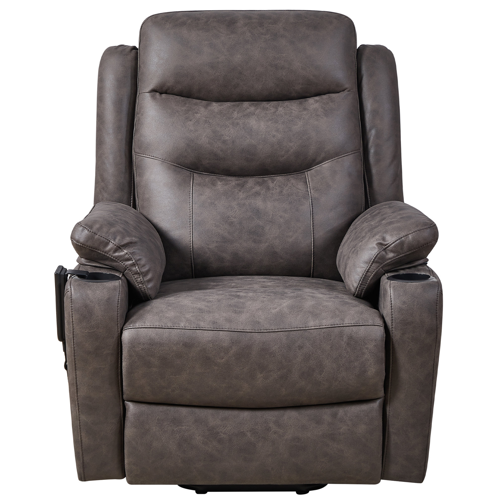 42 Wide Extra Large Microfiber Power Reclining Heated Massage Chair Latitude Run Fabric: Brown Faux Leather