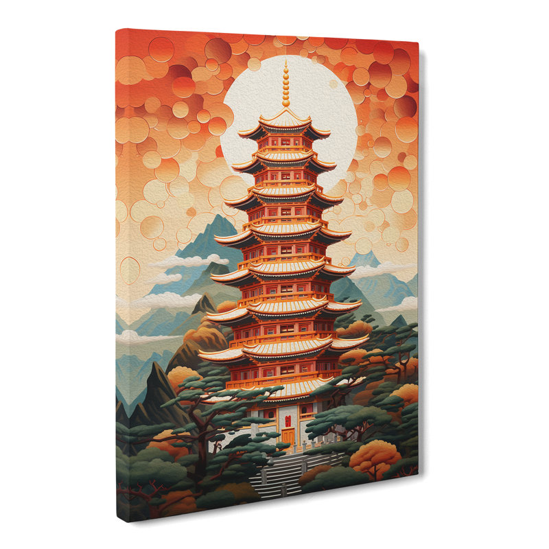 Pagoda Geometric - Wrapped Canvas, 50cm H x 35cm W x 3cm D