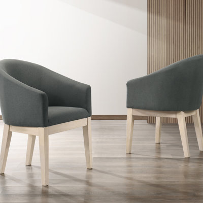 Set Of 2 Grey Fabric 23" Barrel Accent Chair