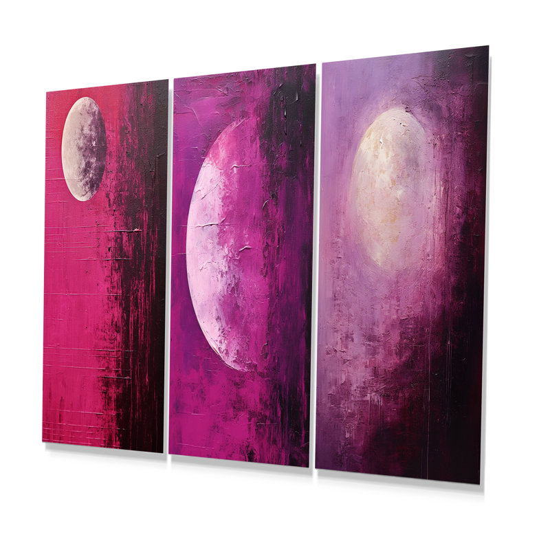 Moon Mystery Luminosity - Moon Metal Prints Set Of 3, 28" H x 36" W