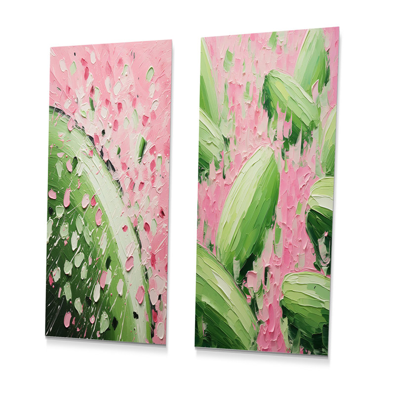 Ensemble de 3 reproductions d'art mural Melon Bounty IV - Melon vert et rose, H 32 po x l 32 po