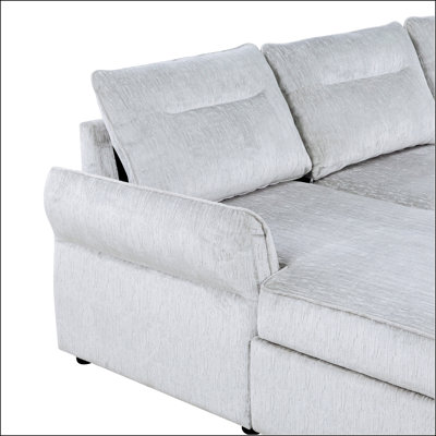 Canapé-lit gris Montana avec rangement spacieux, parfait pour la vie moderne et pour optimiser l'espace.