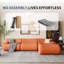 Canapé d'angle moderne 4 places en velours côtelé, 113,8 po de largeur, grand canapé modulable pour salon, aucun assemblage requis (orange)-791808338
