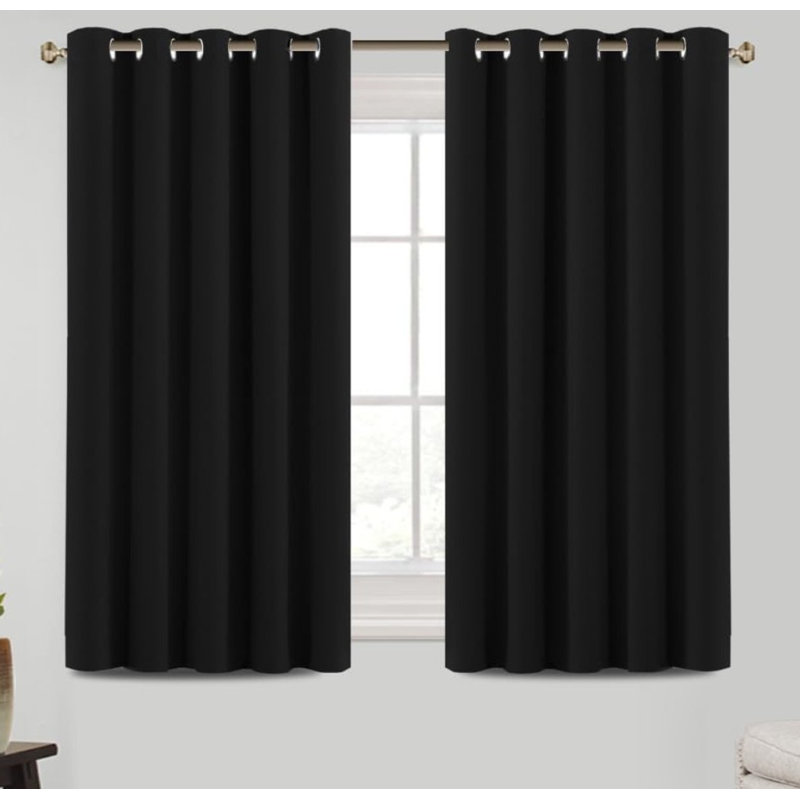 Blackout Curtain Pair, 137.2cm Width x 167.6cm Drop, Black