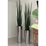 92'' Faux Snake Plant (Sansevieria) Plant in Metal Planter