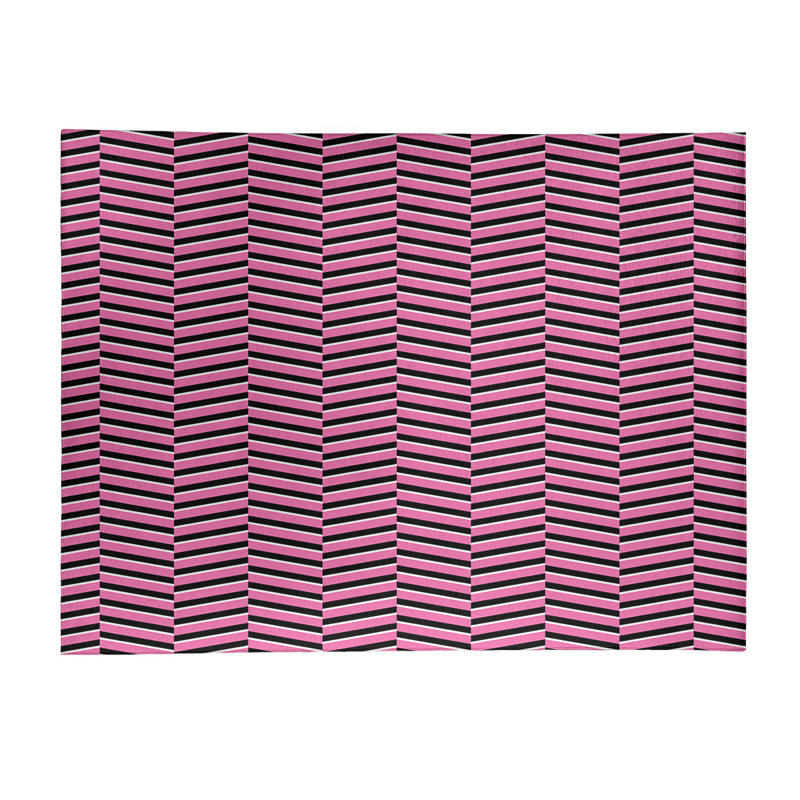 Tapis noir/rose à rayures détachées, Rectangle 9 pi x 12 pi