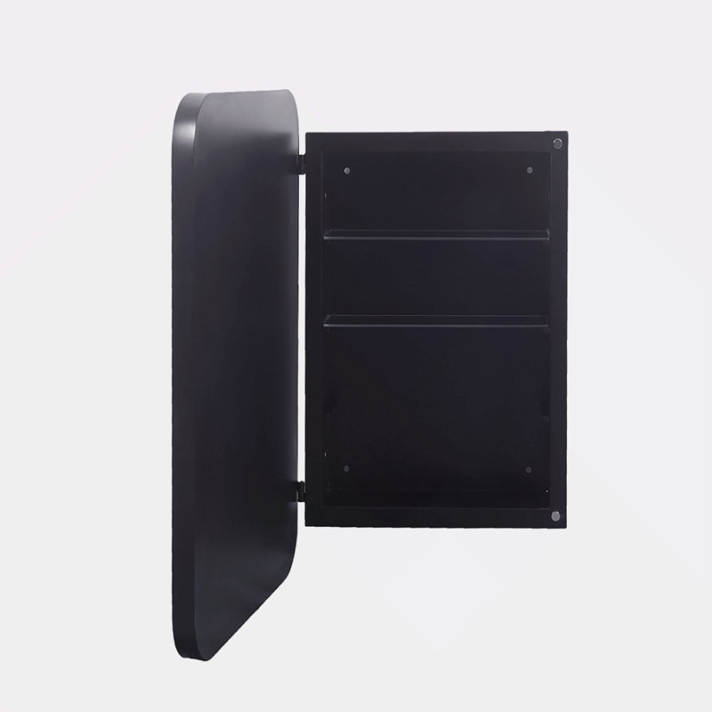 Recessed Metal Framed Medicine Cabinet With Mirror And Adjustable Shelves Wall Mirror With Storage For Bathroom, Black