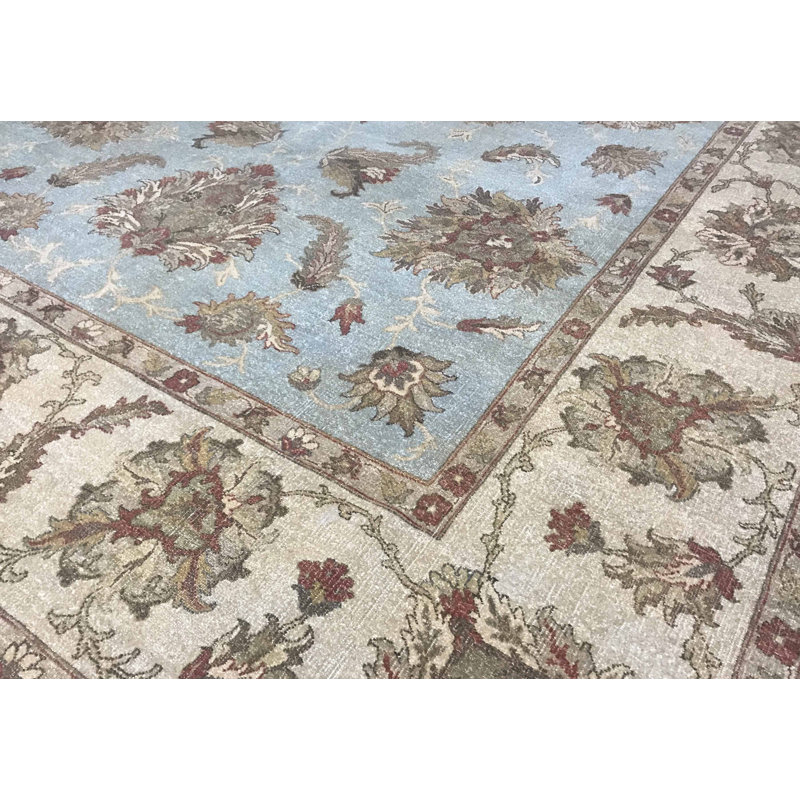 Tapis bleu de haute qualité noué à la main