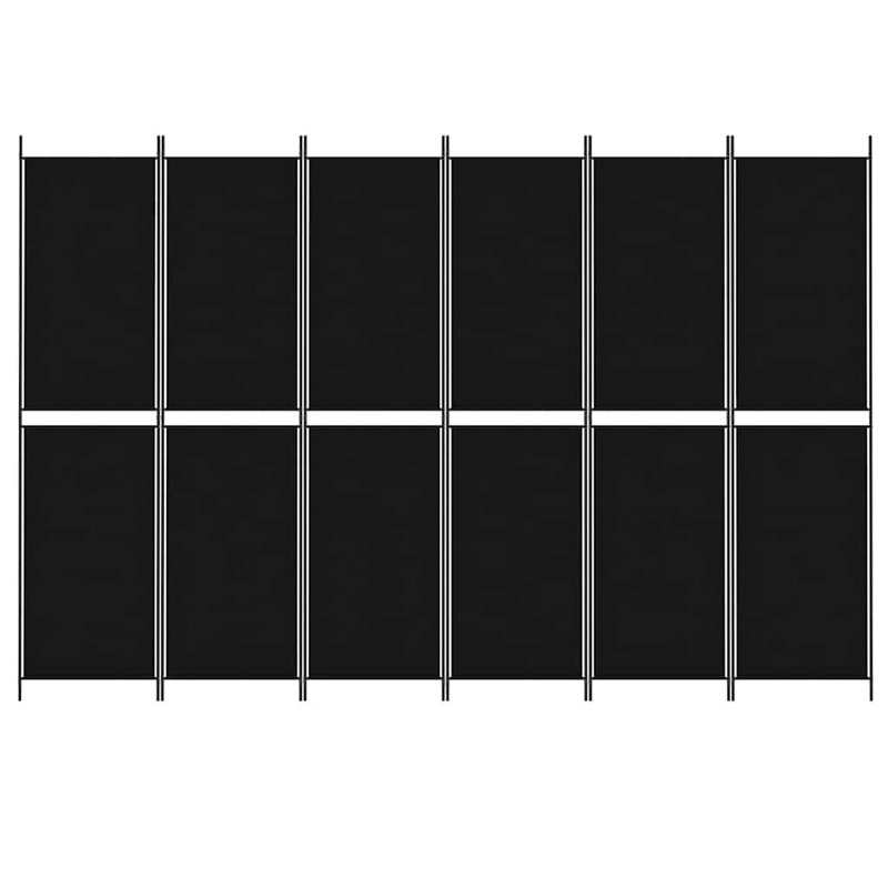 Paravent 6 panneaux à 6 panneaux d'intimité pliables noir 118,1 po x 78,7 po, 71" H x 118.1" W x 0.8" D