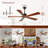 52 Inch Ceiling Fans And Remote, Wood Indoor Outdoor Ceiling Fan With Light For Patios Living Room Bedroom 5 Blades DC Motor Mid Century Modern Wooden Fan