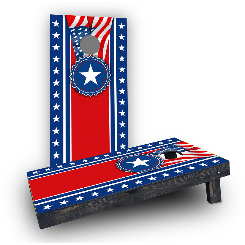 America Theme Cornhole Game Set, All Weather Plastic Resin