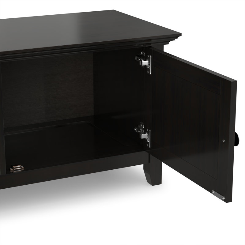 Amherst 72"W Solid Wood Transitional Low Profile TV Stand for TVs up to 80" with 2 Cabinets and Adjustable Shelves