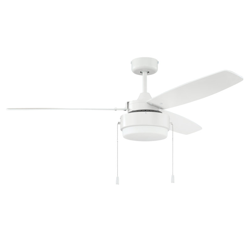 Intrepid 52'' Ceiling Fan with Light Kit, White/Ash