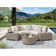 Latitude Run® Eyne Curved Loveseat - Tan and Olefin White Cream - 3 Multi Colour Pillows
