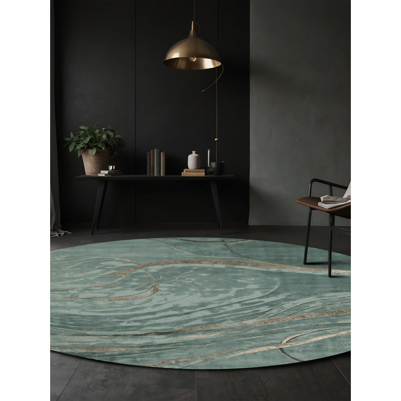 Machine Washable Gray Area Rug, Round 7'