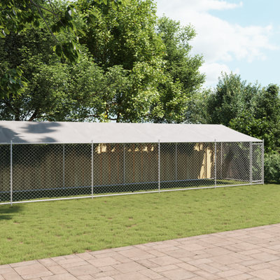 Vidaxl Dog Cage Grey Galvanized Steel Large Strong Dog Cage