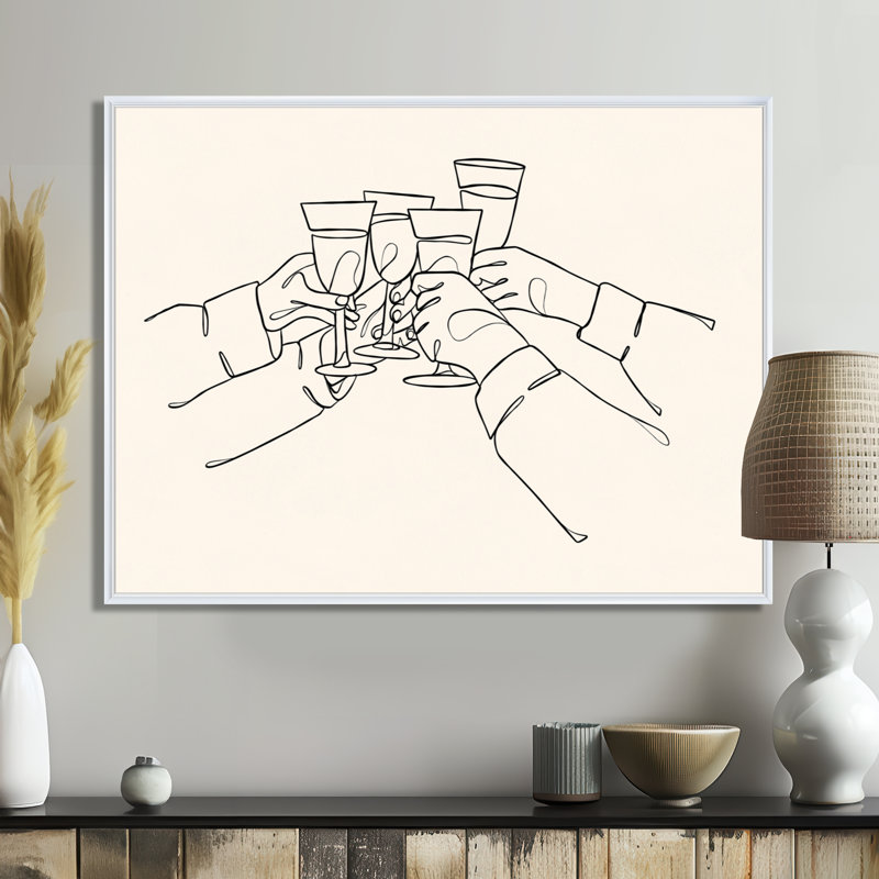 Geernium - Décoration murale champagne, Cadre flottant blanc, H 30 po x l 40 po