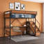 Lit mezzanine avec bureau intégré, prise de courant, éclairage DEL et garde-robe ouverte-118321465-118321466