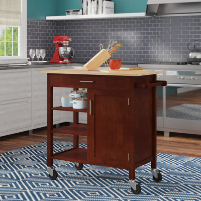 Elian 29 " W Kitchen Cart with Solid Wood Top