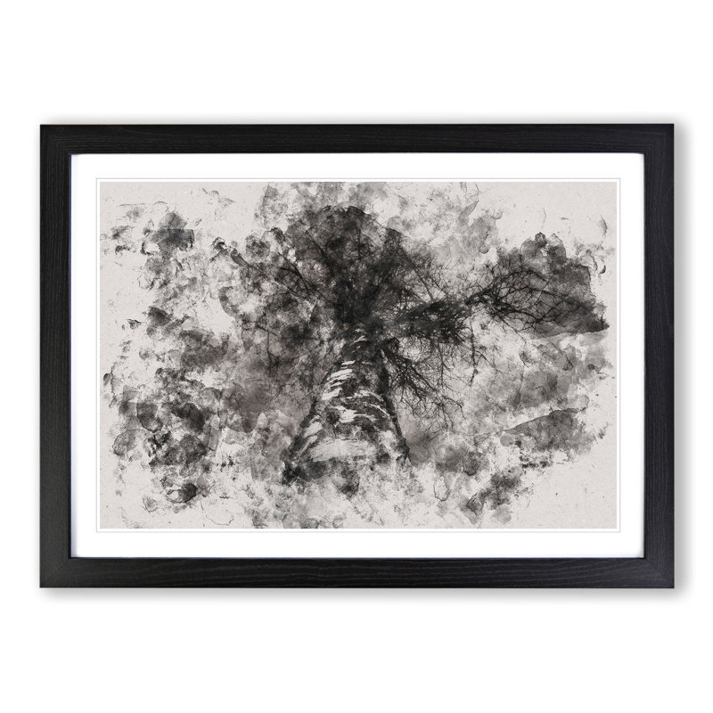 Birch Tree - Picture Frame Painting, 48cm H x 65cm W x 2cm D, Black