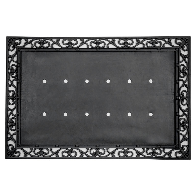 Plateau de tapis en caoutchouc antidérapant 24 po x 36 po Black Scroll