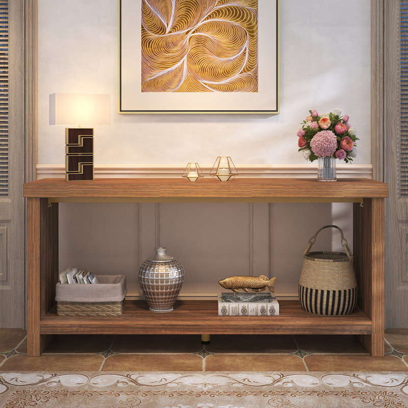 63 Inches Narrow Console Table, 2-tier Long Sofa Tables Behind Couch Table, Farmhouse Foyer Tables For Entryway, Hallway, Living Room