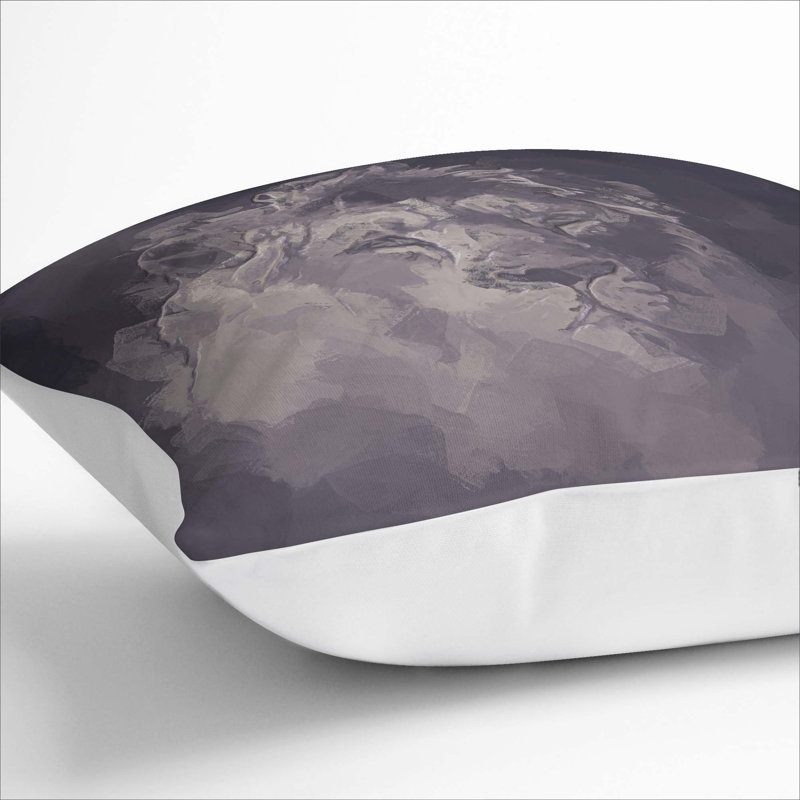 Lion in the Mist Cushion with Filling, 55cm H x 55cm W x 20cm D, White