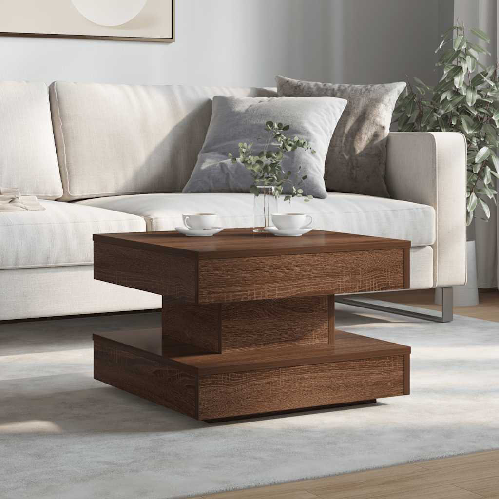 Coffee Table 360-Degree Rotatable Smoked Oak 50X50x34.5 Cm
