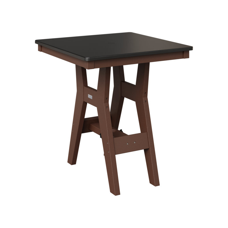 Table de bar carrée 28 po Berlin Gardens Harbor, H 38,87 po x l 28 po x P 28 po, Brun chocolat, Noir martelé