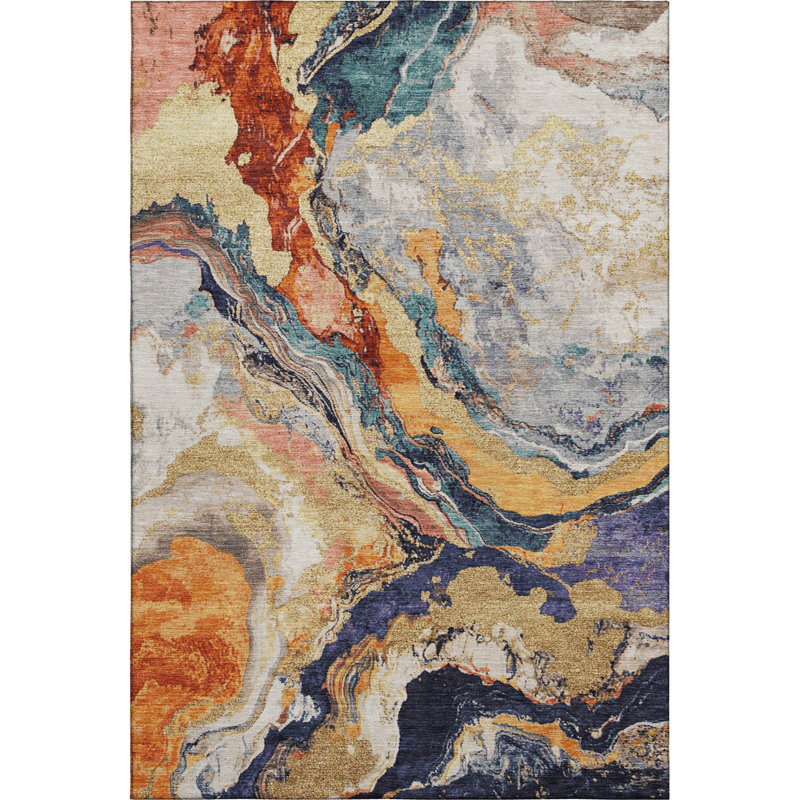 Premium Machine Washable Jakiyra AMF1908 Abstract Rug, Rectangle 9' x 12'