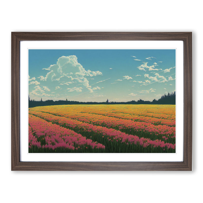Spring Landscape Meadow Vol.7 - Single Picture Frame Print, Walnut, 25cm H x 34cm W x 2cm D