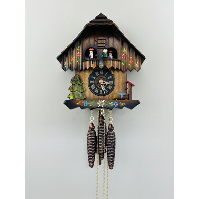  11" One Day Musical Cuckoo Clock with Dancers & Flowers