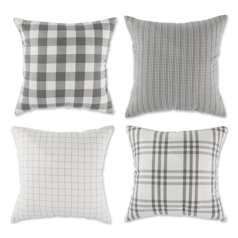  Housse de coussin carré en coton, gris