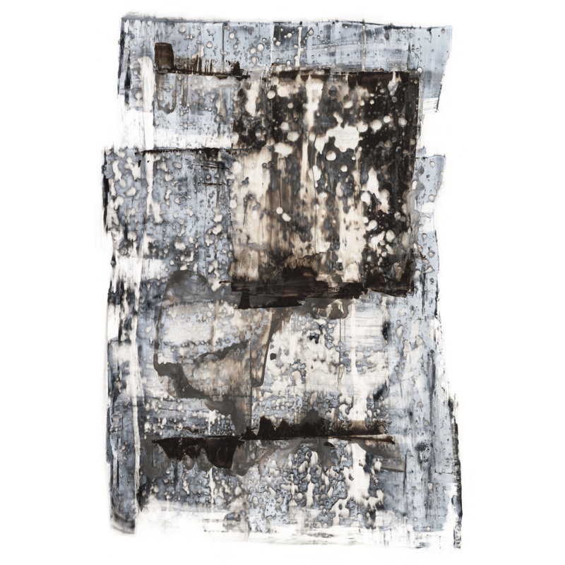 Speckled Remnants II by Renee W. Stramel - Painting on Canvas, 30 cm H x 20 cm W, Black Floater Framed