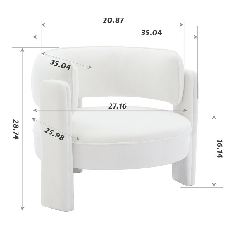 Upholstered Barrel Chair(Set of 2), White Velvet
