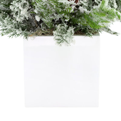 Snow Flocked Holiday Arrangement with Pinecones
