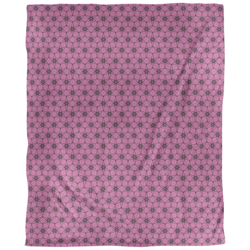 Tissu à cercles ornés, Rose / Noir, L 54 po x l 36 po, Lin huître palazzo
